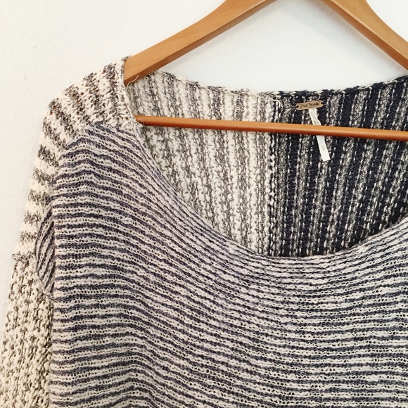 Free People oversized sweater striped  mixed knit - Picture 3 of 4